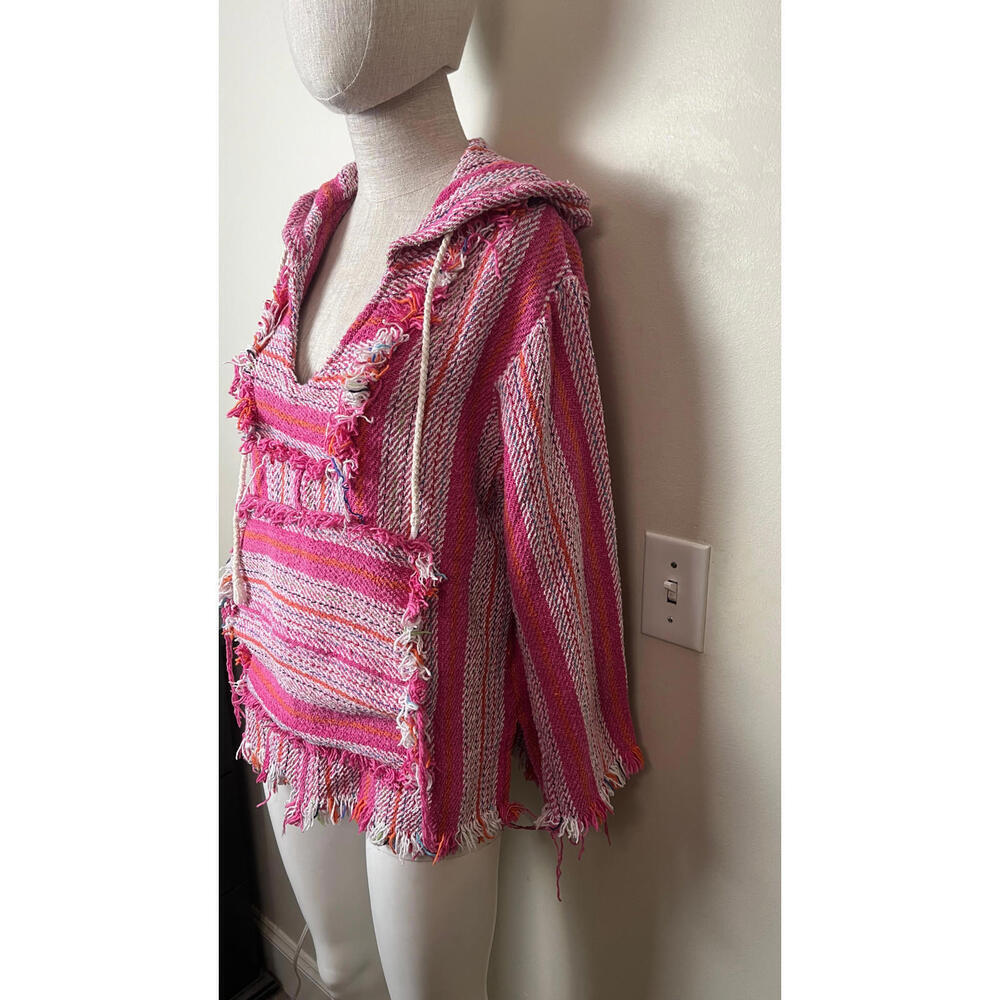 JEN'S PIRATE BOOTY FRINGE BOHO PINK BLANKET HOODIE M/L - Picture 5 of 10